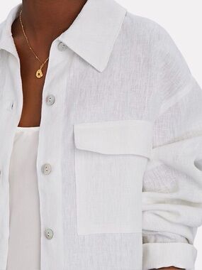 SABLYN sz S Clover 100% linen heavyweight oversized button down top shirt pearl